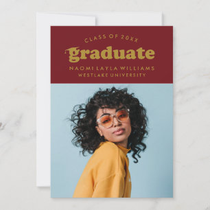 BOLD MODERN RETRO GRADUATE GRADUATION INVITATION