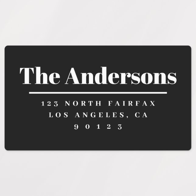 Bold Modern Return Address Black & White Labels (Design 1)