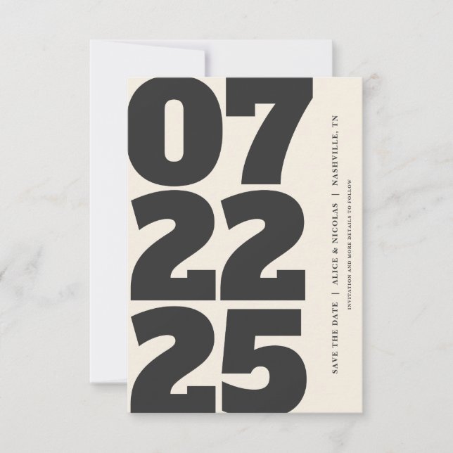 Bold Modern Save The Date With Photo Light Invitation (Front)