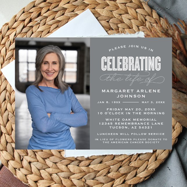 BOLD MODERN SCRIPT CELEBRATION OF LIFE FUNERAL INVITATION (Creator Uploaded)
