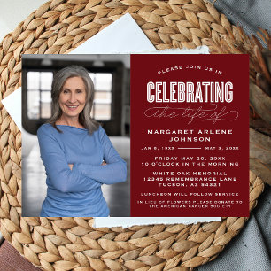 BOLD MODERN SCRIPT CELEBRATION OF LIFE FUNERAL INVITATION