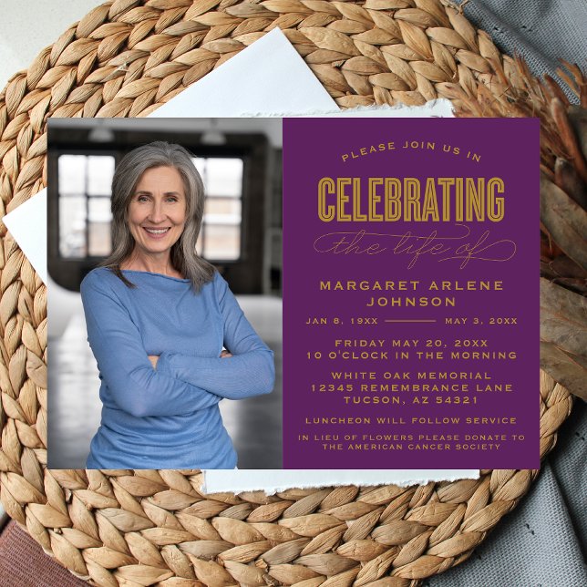 BOLD MODERN SCRIPT CELEBRATION OF LIFE FUNERAL INVITATION (Creator Uploaded)