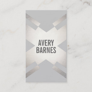 Bold Modern Silver and Light Gray Geometric Design Business Card