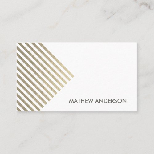 BOLD MODERN SILVER FAUX ANGLE STRIPED LINE PATTERN BUSINESS CARD