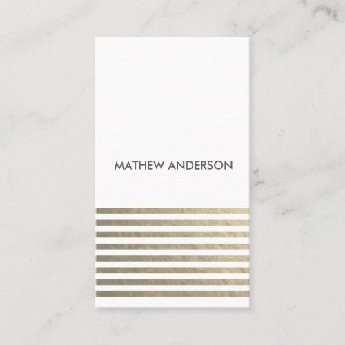 BOLD MODERN SILVER FAUX STRIPED LINE PATTERN BUSINESS CARD