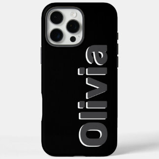 Bold Modern Simple Black & Grey Name iPhone 16 Pro Max Case