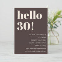 Bold Modern Simple Brown 30th Birthday Party