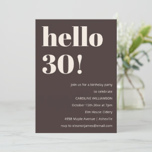 Bold Modern Simple Brown 30th Birthday Party Invitation