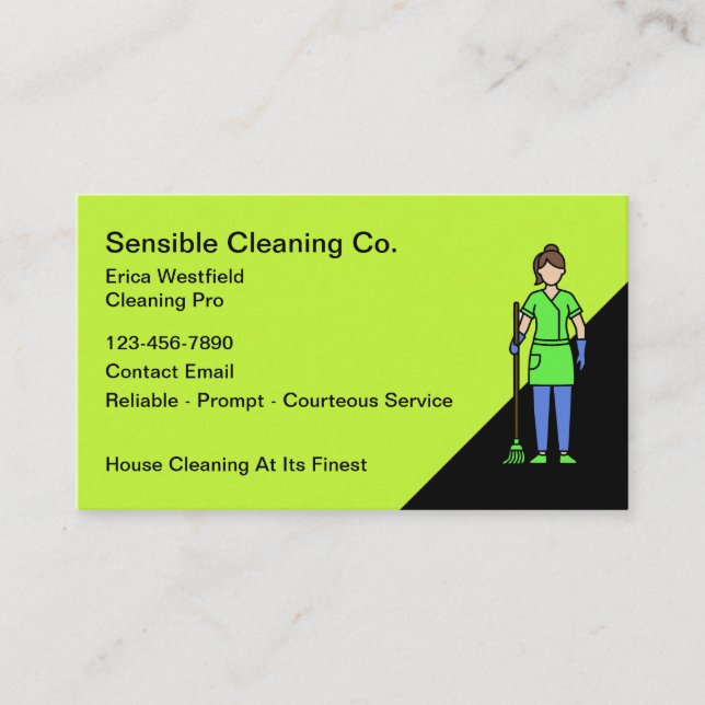 Bold Modern Simple House Cleaning Modern Simple Business Card (Front)