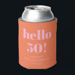 Bold Modern Simple Orange Pink 50th Birthday Party Can Cooler<br><div class="desc">Bold Modern Simple Orange Pink 50th Birthday Party Custom Can Cooler</div>