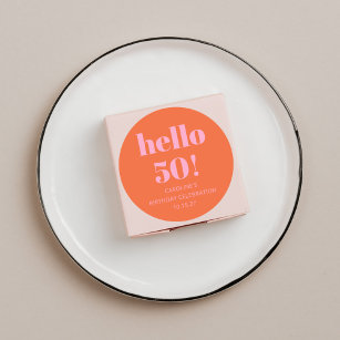 Bold Modern Simple Orange Pink 50th Birthday Party Classic Round Sticker
