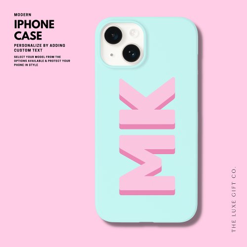 Bold Modern Simple Pink Initials Monogram  Case_Mate iPhone 14 Case