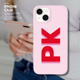 Bold Modern Simple Red and Pink Initials Monogram  Case-Mate iPhone 14 Case