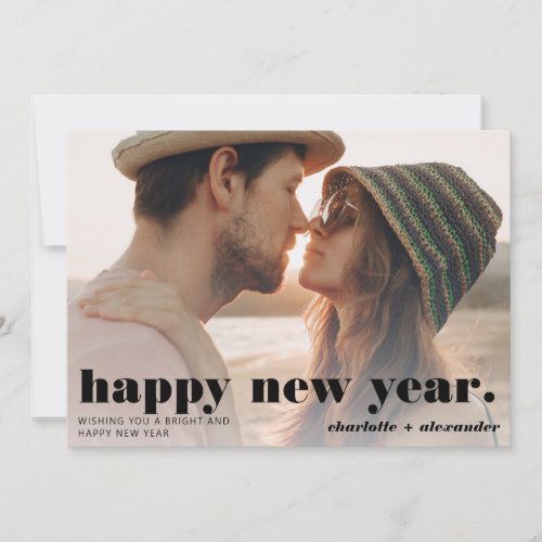 Bold modern simple script happy new year photo holiday card