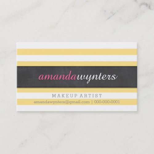 BOLD modern simple strip pattern fresh yellow grey Business Card Template