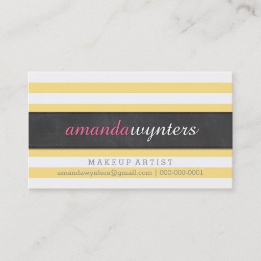 Customizable BOLD modern simple strip pattern fresh yellow grey Business Card Template
