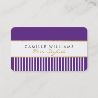 BOLD modern stylish comb design gold rich purple Business Card