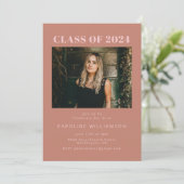 Bold Modern Terracotta Two Photo Graduation Party Invitation (Standing Front)