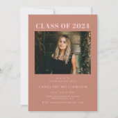 Bold Modern Terracotta Two Photo Graduation Party Invitation (Front)