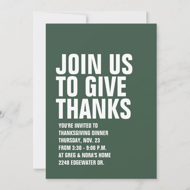 Bold modern Thanksgiving invitation (Front)