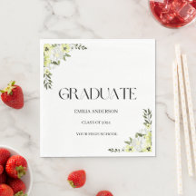 Bold Modern Type Black Graduation Elegant Floral