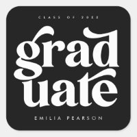 Bold Modern Type Black Graduation
