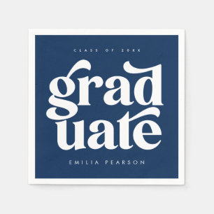 Bold Modern Type Blue Graduation Party Napkins