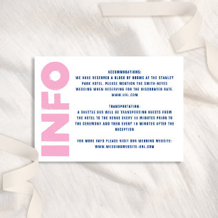 Bold Modern Type Funky Colorful Blue Pink Wedding Enclosure Card