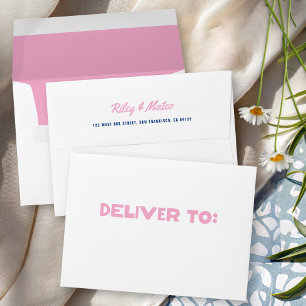 Bold Modern Type Funky Colorful Blue Pink Wedding Envelope