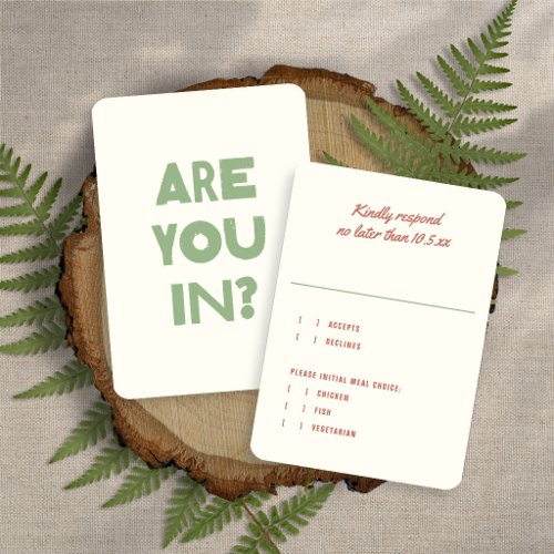 Bold Modern Type Funky Colorful Earth Tone Wedding RSVP Card