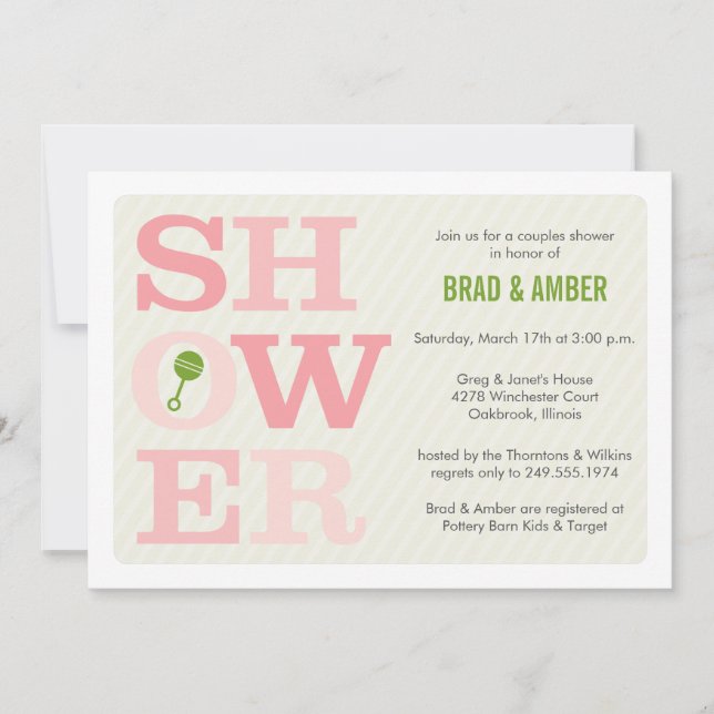 Bold Modern Type Pink Baby Shower Invitation (Front)