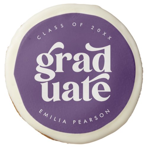 Bold Modern Type Purple Graduation Sugar Cookie