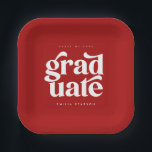 Bold Modern Type Red Graduation Party Paper Plates<br><div class="desc">Bold,  modern and stylish graduation paper plates feature simple modern type on a red background with the graduate's name and graduating class.</div>