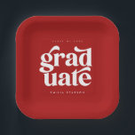 Bold Modern Type Red Graduation Party Paper Plates<br><div class="desc">Bold,  modern and stylish graduation paper plates feature simple modern type on a red background with the graduate's name and graduating class.</div>