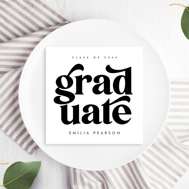 Bold Modern Type White Graduation Party Napkins (Creator Uploaded)