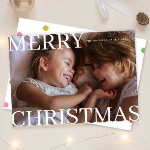 Bold Modern Typography Photo Merry Christmas Holiday Card