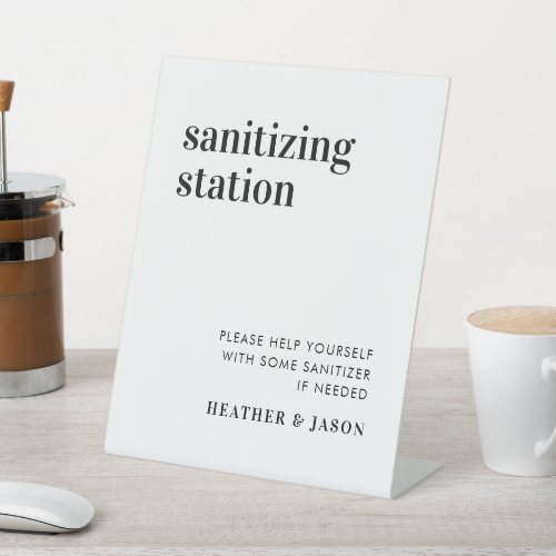 Bold Modern Wedding Sanitizing Station  Pedestal Sign