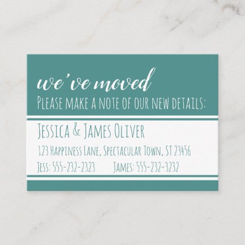 Bold Modern Weve Moved Cards in Teal and White