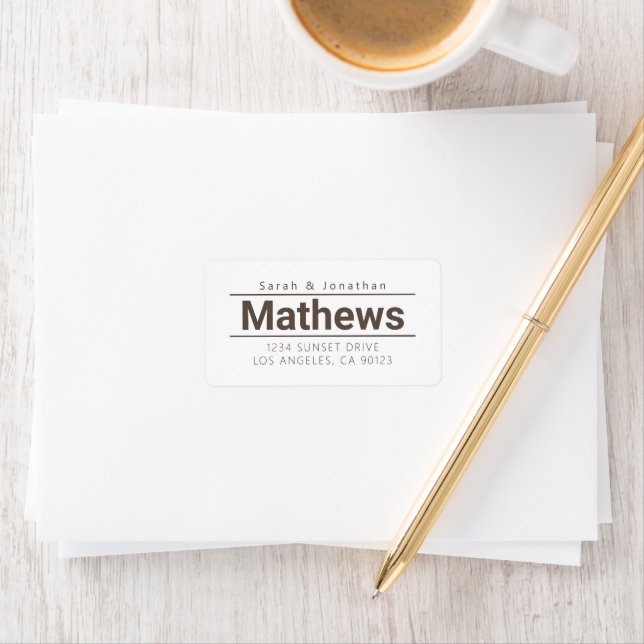 Bold Modern White & Brown Return Address Label (Insitu)