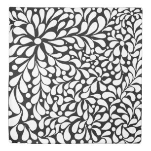 Bold modern white flowers on black background duvet cover