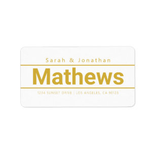 Bold Modern White & Gold Return Address Label