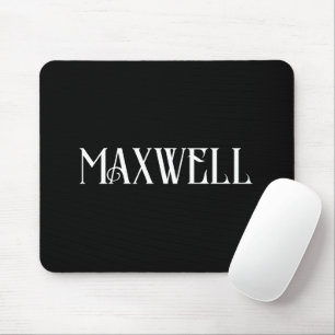 Bold Modern White Letter Personalized Family Name Mouse Pad