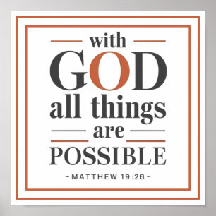 Bold Modern With God All Things Are Possible Poster