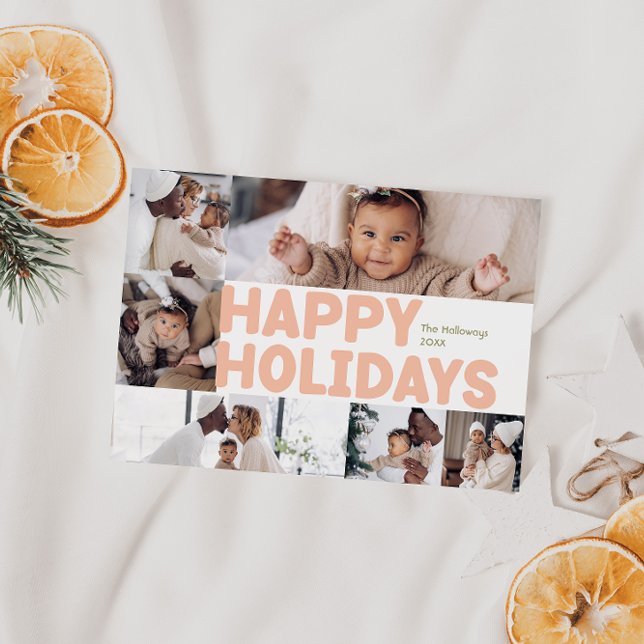 Bold Modern Year In Review Six Photo Happy Holiday Card (Creator Uploaded)