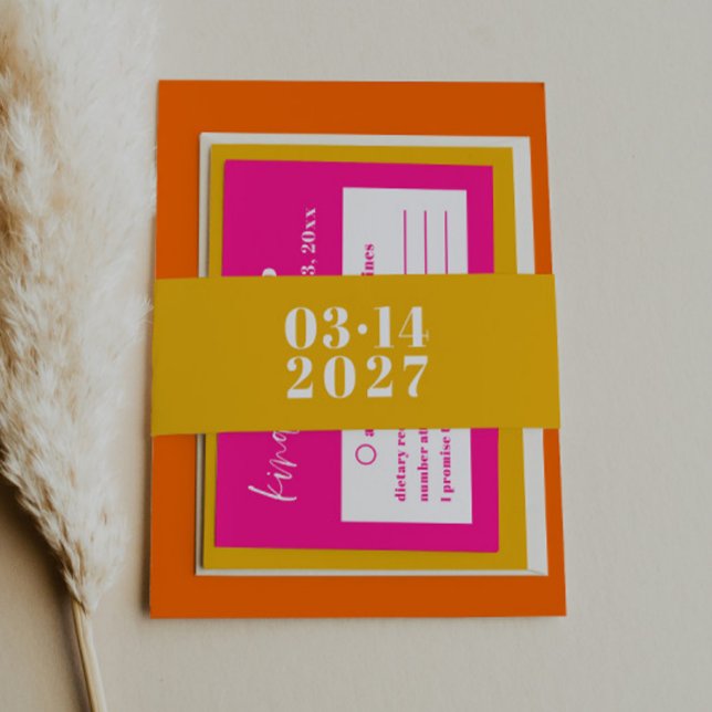 Bold Modern Yellow Vibrant Wedding Invitation Belly Band (Creator Uploaded)