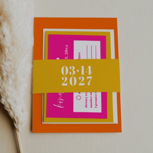 Bold Modern Yellow Vibrant Wedding Invitation Invitation Belly Band