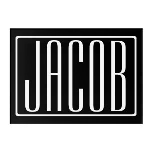 Bold & Modern Your Name or Word   White On Black Acrylic Print