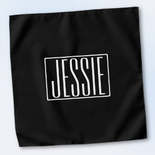 Bold & Modern Your Name or Word   White On Black Bandana