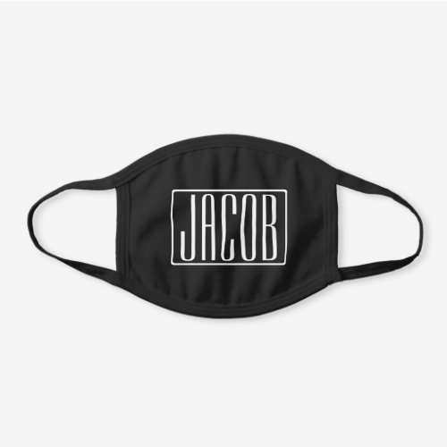 Bold  Modern Your Name or Word  White On Black Black Cotton Face Mask