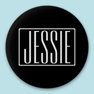 Bold & Modern Your Name or Word   White On Black Button
